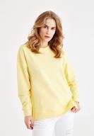 Bayan Sarı Yanları Yırtmaç Detaylı Sweatshirt