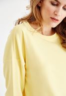 Bayan Sarı Yanları Yırtmaç Detaylı Sweatshirt
