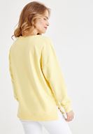 Bayan Sarı Yanları Yırtmaç Detaylı Sweatshirt