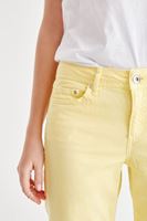 Bayan Sarı Düşük Bel Slim Boyfriend Pantolon