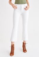 Bayan Beyaz Orta Bel Kick Flare Jean