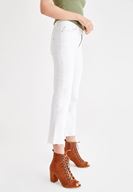 Bayan Beyaz Orta Bel Kick Flare Jean