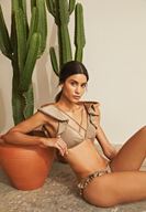 Bayan Kahverengi Omuz Detaylı Bikini