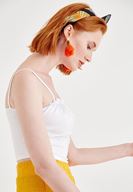 Women White Tank with Ruffle Details