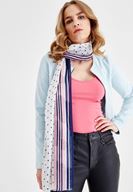 Women Navy Long Shawl with Pattern