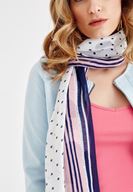 Women Navy Long Shawl with Pattern