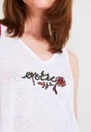 Women White Crop with Embroidery Details 