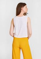 Women White Crop with Embroidery Details 