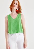 Women Green Tank with Details
