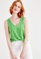 Women Green Tank with Details