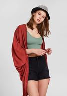 Bayan Yeşil Dokulu Crop Bluz