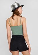 Bayan Yeşil Dokulu Crop Bluz