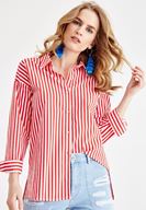 Women Mixed Shirt with Stripe Details