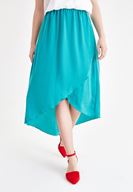 Women Green Asymmetric Skirt