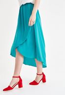 Women Green Asymmetric Skirt