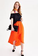 Women Red Asymmetric Skirt