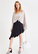 Women Black Satin Skirt