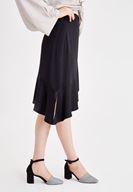 Women Black Satin Skirt