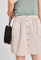 Bayan Krem Önü Düğmeli Mini Etek ( TENCEL™ )