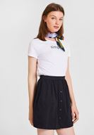 Bayan Siyah Önü Düğmeli Mini Etek ( TENCEL™ )