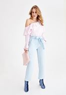 Bayan Mavi Beli Kemerli  Pantolon ( TENCEL™ )
