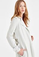Bayan Sarı Kol Detaylı Uzun Trençkot ( TENCEL™ )