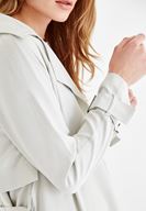 Bayan Sarı Kol Detaylı Uzun Trençkot ( TENCEL™ )