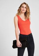 Women Red Lyocell V Neck Blouse