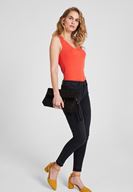 Women Red Lyocell V Neck Blouse