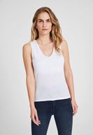 Women White Lyocell V Neck Blouse