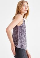 Women Purple Velvet Blouse with Pipe Detail