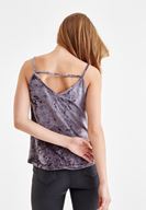 Women Purple Velvet Blouse with Pipe Detail