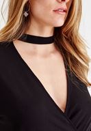 Women Black Blouse with Choker Details