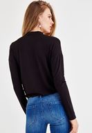 Women Black Blouse with Choker Details