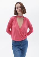 Women Pink Blouse with Choker Details