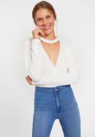Women Cream Blouse with Choker Details