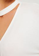 Women Cream Blouse with Choker Details