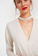 Women Grey Blouse with Choker Details