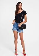 Women Black Ruffled Blouse