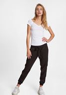 Bayan Siyah Beli Lastik Detaylı Jogger ( TENCEL™ )