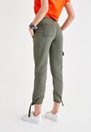 Women Green Cargo Pants with Binding Details