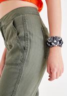 Women Green Cargo Pants with Binding Details