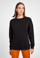 Bayan Siyah Sıfır Yaka Bol Kesim Sweatshirt