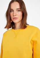 Bayan Sarı Sıfır Yaka Bol Kesim Sweatshirt