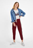 Bayan Bordo Orta Bel Jogger Pantolon
