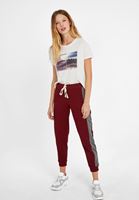 Bayan Bordo Orta Bel Jogger Pantolon