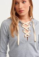 Bayan Gri Lace up Crop Sweatshirt