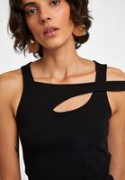 Women Black Cut-out Detailed Top