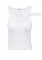 Women White Cut-out Detailed Top