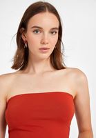 Bayan Kiremit Straplez Crop Top